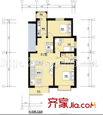 恒益馨苑戶型圖n戶型 3室2廳1衛(wèi)1廚