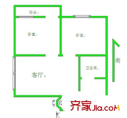 桃花山社區(qū)戶型圖桃花山新村 2室 戶型圖 2室2廳1衛(wèi)1廚