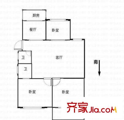 省經(jīng)貿(mào)委宿舍 3室 戶型圖