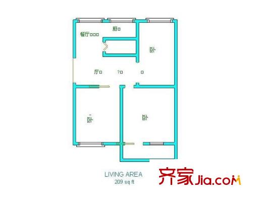 省經(jīng)貿(mào)委宿舍 3室 戶型圖