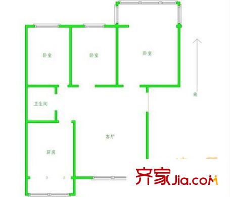 紅星樓 3室 戶型圖