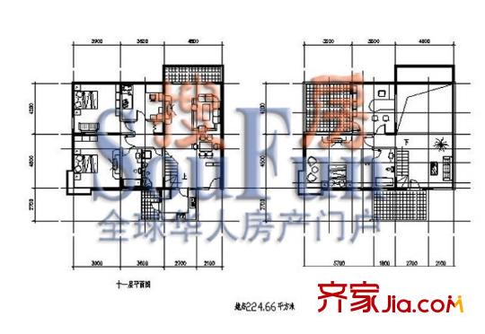 綠錦園戶型圖3室2廳2衛(wèi)1廚