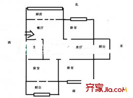 金皇公寓 3室戶型圖