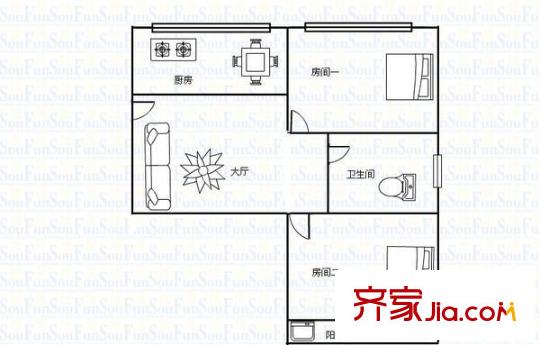 湖畔新村 2室 戶型圖