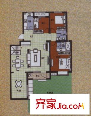 六灣戶型圖首層私家花園戶型 3室2廳2衛(wèi)1廚