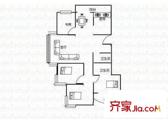鼓樓人家 4室 戶型圖