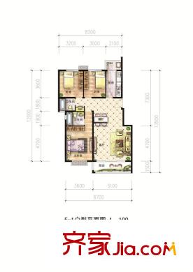裕華嘉苑三期戶型圖三期406#E1-1戶型 3室2廳2衛(wèi)1廚