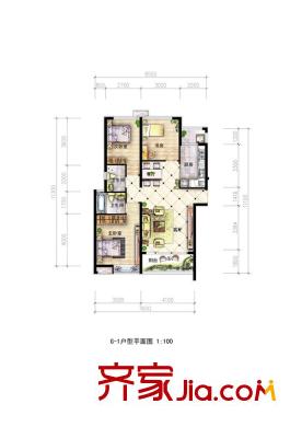 裕華嘉苑三期戶型圖三期405#G1-1戶型 3室2廳2衛(wèi)1廚