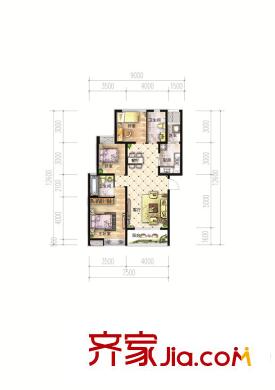 裕華嘉苑三期戶型圖三期404#B1-1戶型圖 3室2廳2衛(wèi)1廚