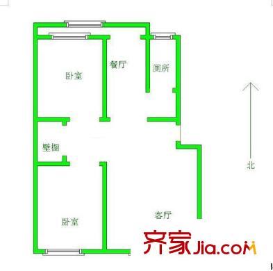 藍(lán)天樓小區(qū)戶型圖2居室 2室2廳1衛(wèi)1廚