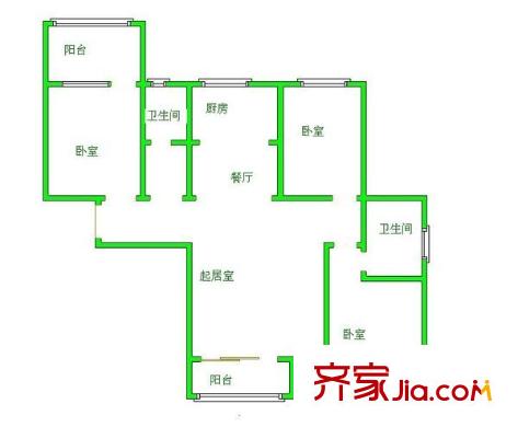 寧澤景苑 戶(hù)型圖 3室