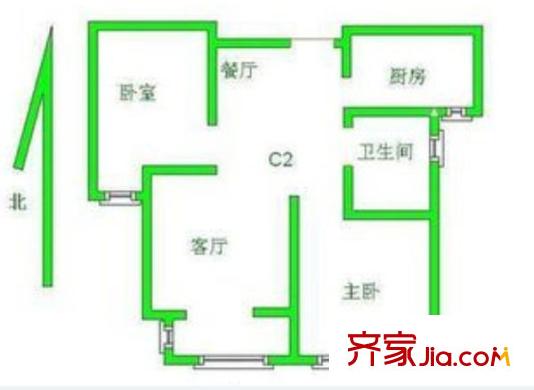 寧澤景苑 戶型圖 2室