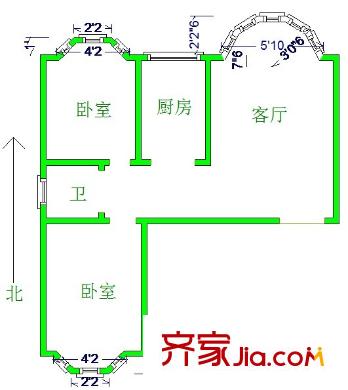 智源里和馨園戶型圖和馨園南北通兩室（西戶） 2室2廳1衛(wèi)1廚