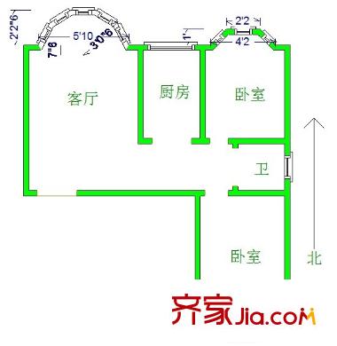 智源里和馨園戶型圖和馨園南北通兩室（東戶） 2室2廳1衛(wèi)1廚