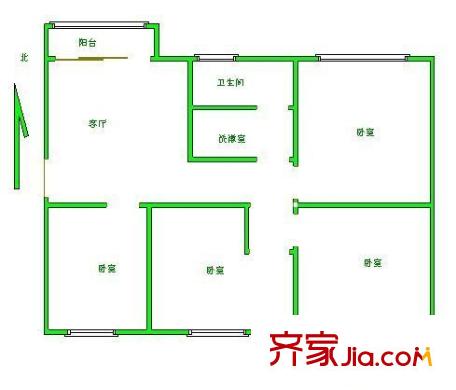 張大里新村 3室 戶型圖