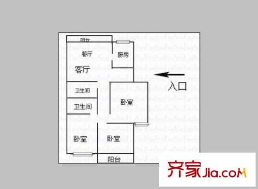 山水麗城 3室 戶型圖