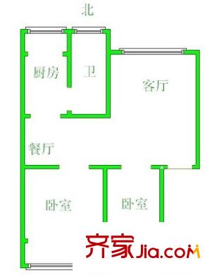 華育樓戶(hù)型圖兩居室 2室2廳1衛(wèi)1廚