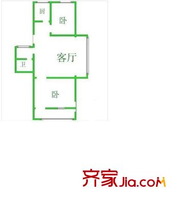 水產(chǎn)設(shè)計(jì)院宿舍 2室 戶型圖