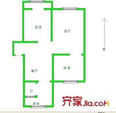 馮大里新村戶型圖 2室2廳 86平方米  2室2廳1衛(wèi)1廚