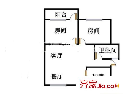  省測繪局宿舍 2室戶型圖