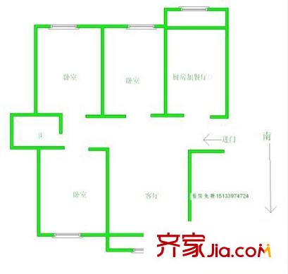 龍泉西里 3室 戶型圖