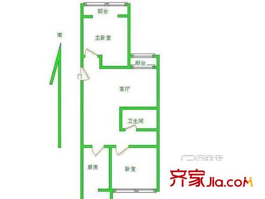 金港國際靜園戶型圖2居室 2室2廳1衛(wèi)1廚