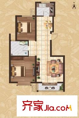 大悅福園標(biāo)準(zhǔn)層B1戶型 2室2廳1衛(wèi)1廚
