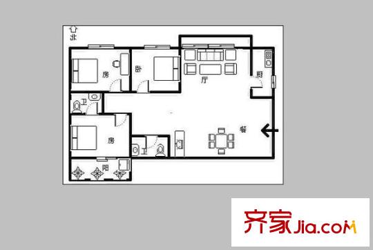 晨光江景 3室 戶型圖