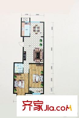 恒基荷唐悅色1、2#樓標(biāo)準(zhǔn)層E1戶型 2室2廳1衛(wèi)1廚