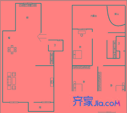 茶園山新村 3室 戶型圖