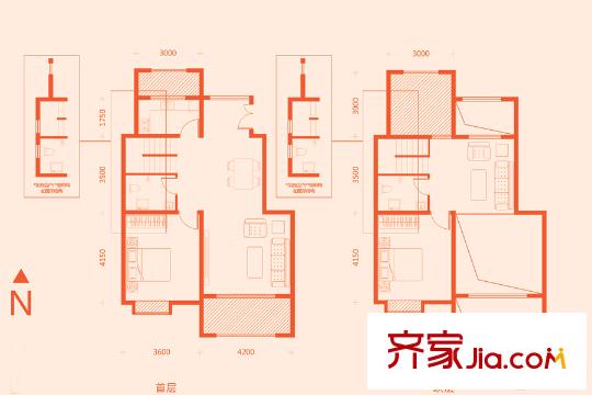 鳳城天鵝湖莊園5、6、7、9、10#樓標準層B3戶型 3室2廳2衛(wèi)1廚