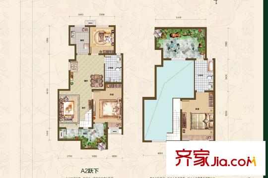 恒泰悅季A2躍層戶(hù)型 3室2廳2衛(wèi)1廚