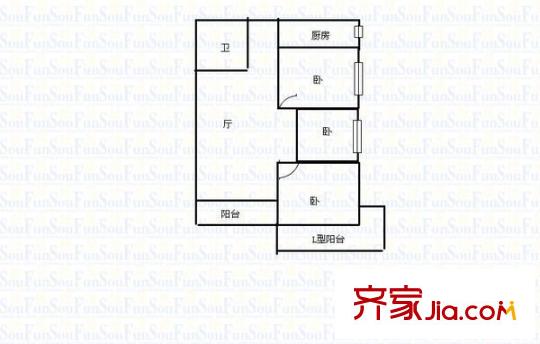 融僑錦江B區(qū) 3室 戶型圖