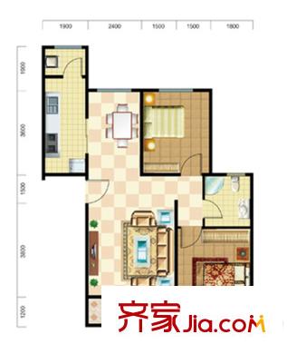 東方晨曲花苑1、2#樓標(biāo)準(zhǔn)層C戶型 2室2廳1衛(wèi)1廚