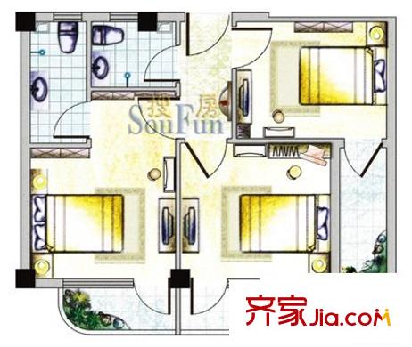 南臺(tái)新苑牡丹園戶型圖南臺(tái)新苑 牡丹園 3室 戶型圖 3室2廳2衛(wèi)1廚