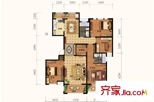 鳳凰湖畔4號(hào)樓標(biāo)準(zhǔn)層A2戶型 4室2廳2衛(wèi)1廚