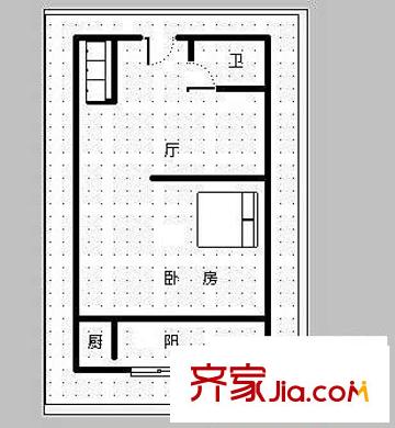 鴻達大廈 1室 戶型圖