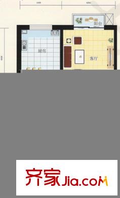 馨港酈景3號樓C戶型 2室2廳1衛(wèi)1廚