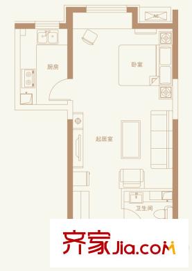 新天地鷺港1602#樓標(biāo)準(zhǔn)層C戶型 1室1廳1衛(wèi)1廚