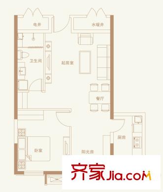 新天地鷺港1602#樓標(biāo)準(zhǔn)層G戶型 2室2廳1衛(wèi)1廚