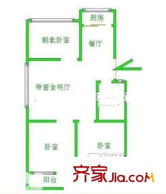 福建省中心檢驗(yàn)所單位宿舍 3室戶型圖