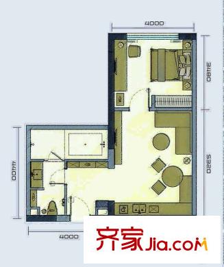 時代星城A座、B座標(biāo)準(zhǔn)層D戶型 1室1廳1衛(wèi)1廚