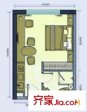 時代星城A座、B座標(biāo)準(zhǔn)層B戶型 1室1廳1衛(wèi)1廚