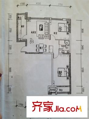 龍庭時(shí)代1號樓戶型j 2室2廳1衛(wèi)1廚
