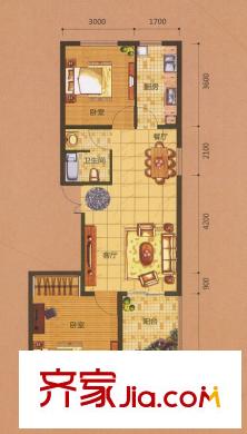 和利水岸名都一期 1、2、3、5、6號(hào)樓 D32戶型88平米 2室2廳1衛(wèi)1廚