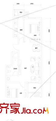 新天地美域1401樓標(biāo)準(zhǔn)層K-1戶(hù)型 2室2廳1衛(wèi)1廚