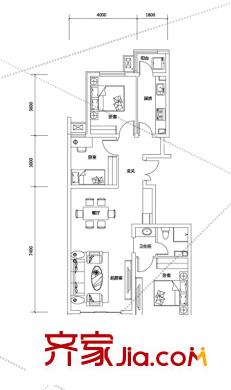 新天地美域1401樓標準層Ga-1戶型 3室2廳1衛(wèi)1廚
