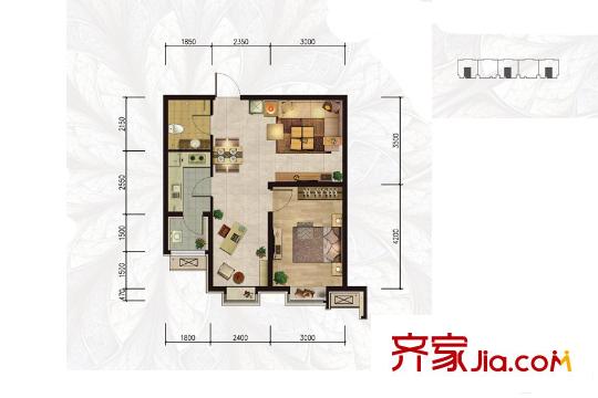 新天地美域11區(qū)1101/1102#樓標(biāo)準(zhǔn)層N-2戶(hù)型 2室2廳1衛(wèi)1廚