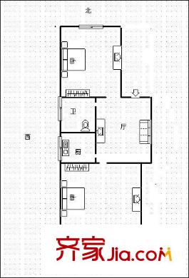 元帥廟新村 2室 戶型圖