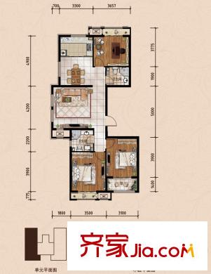 藍(lán)海國際一期101#-106#N戶型 3室1廳2衛(wèi)1廚